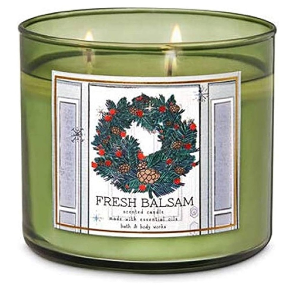 New! Bath And Body Works 3 Wick Candle Fresh Balsam!